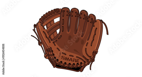 Brown leather baseball glove isolated on white background