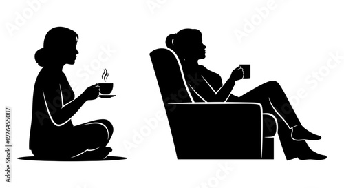 Contrast between traditional and modern relaxation with beverages Vector, illustration