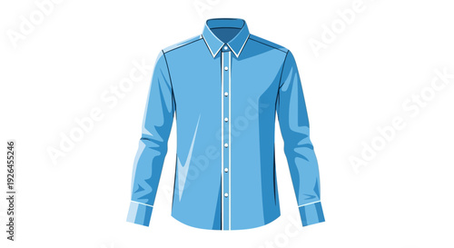 Blue long-sleeve dress shirt illustration on white background