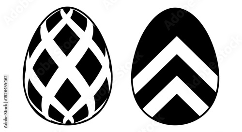 Two distinct patterned eggs showcasing traditional geometric designs Vector, illustration