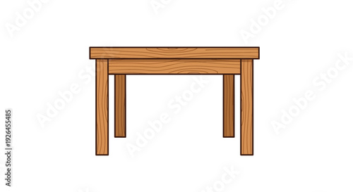 Wooden table illustration with clean lines and simple design