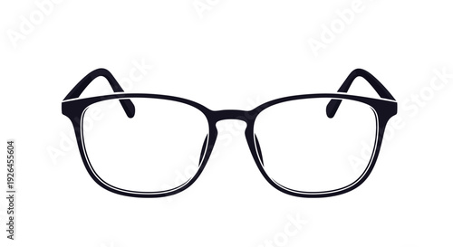 Minimalist black eyeglasses on a white background
