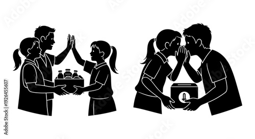 Celebrating achievements and sharing secrets in a group setting Vector, illustration
