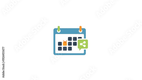 Colorful calendar icon with speech bubble.
