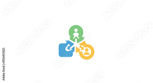 Colorful icons of people and symbols.