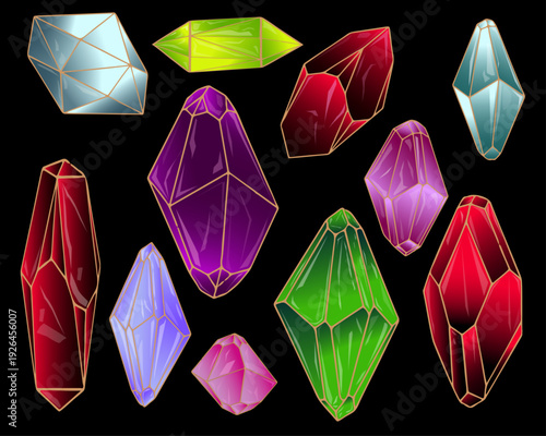 Beautiful Crystal Elements-colorful 3D crystals and decorative vector elements