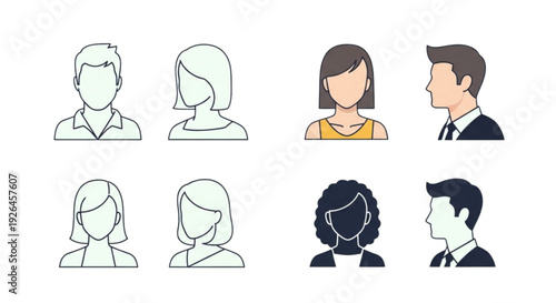 User Avatar Icon Set – Profile Silhouette Outline Vector Collection