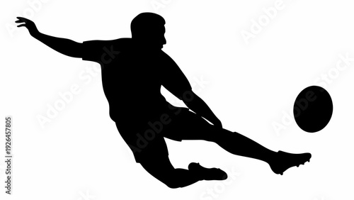 Dynamic rugby player kicking ball in action pose