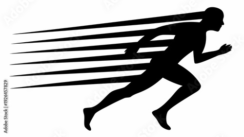 Runner in motion with dynamic speed lines behind