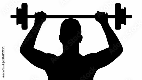 Muscular man lifting dumbbell in powerful motion