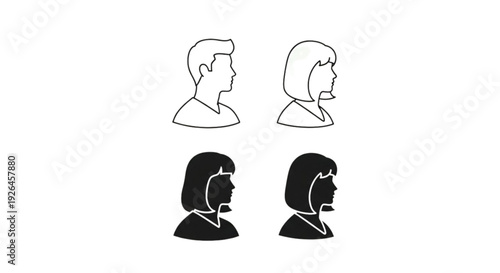 User Avatar Icon Set – Profile Silhouette Outline Vector Collection
