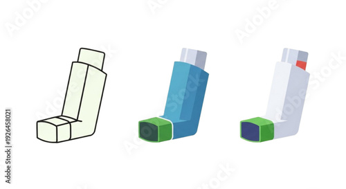 Inhaler Icon Set – Asthma Respiratory Medical Vector Collection