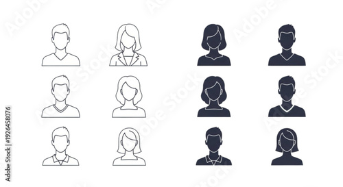 User Avatar Icon Set – Profile Silhouette Outline Vector Collection