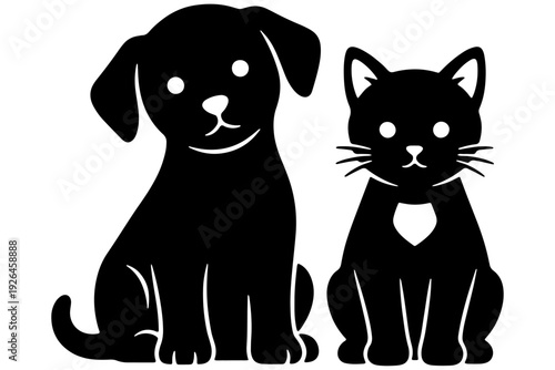 cat and dog love,
Pet Shop Logo Idea – Dog and Cat Silhouette