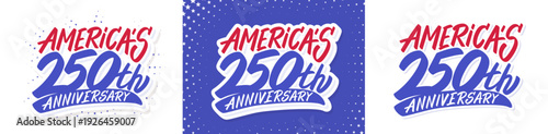 Americas 250th Anniversary Patriotic Handwritten Lettering Set