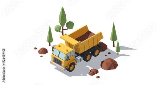 Yellow Dump Truck with Soil.