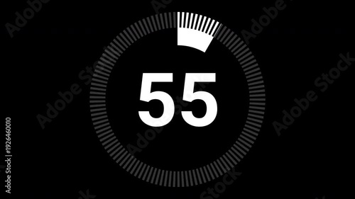 60 second countdown with circle animation, 60 to 0 animation countdown. 4K video
