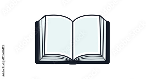 Minimalistic open book illustration with clean lines and white background
