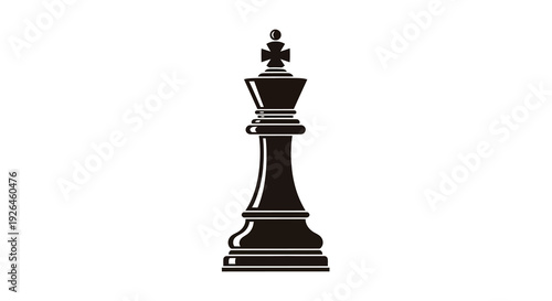 Black chess king piece isolated on white background