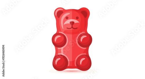 Red gummy bear candy isolated on white background