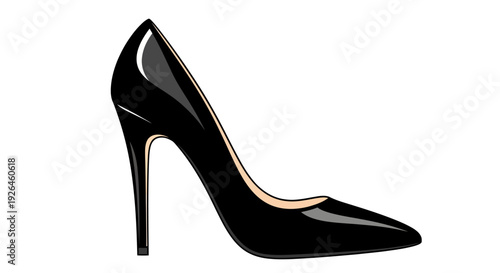 Elegant black high heel shoe illustration on white background