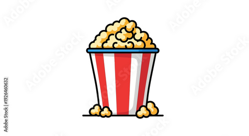 Vector illustration of popcorn in a striped container