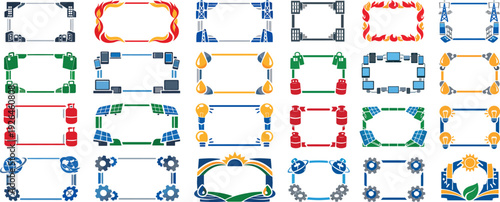 Reliance Company Industrial Frame Icons for Innovation and Sustainability