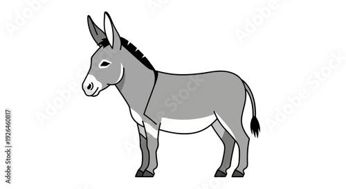 Vector illustration of a gray donkey in side profile view