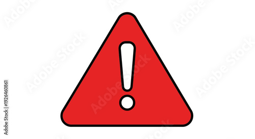 Red warning triangle with exclamation mark on white background