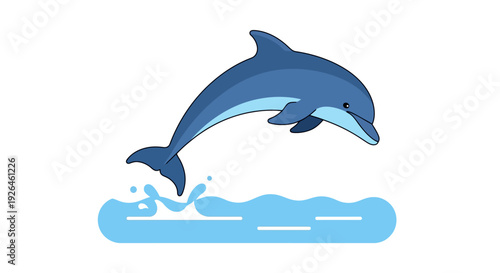 Illustration of a playful dolphin jumping over ocean waves