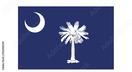 South Carolina state flag with crescent and palmetto tree