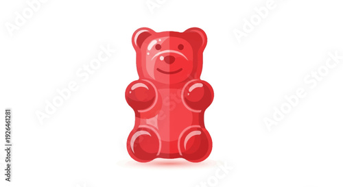 Red gummy bear candy isolated on white background