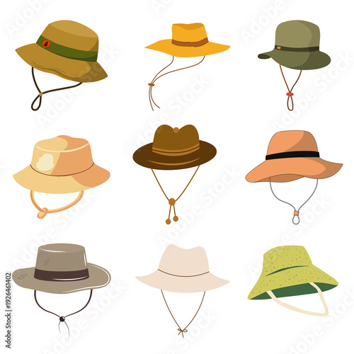 Collection of Versatile Outdoor Hats for Adventure and Exploration Featuring Various Styles of Wide-Brimmed Headwear