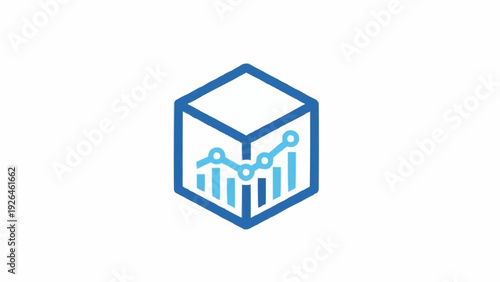 Blue cube with graph inside.