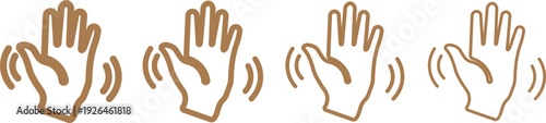 Four waving hand icons. Waving Hand Icon Set, Hello and Goodbye Gesture Symbols