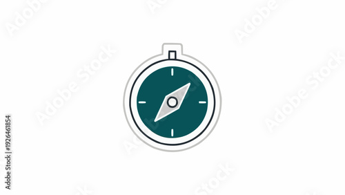 Green compass with white details.