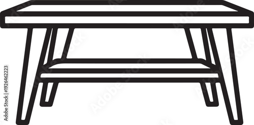 Black Silhouette of a Modern Coffee Table on White Background furniture