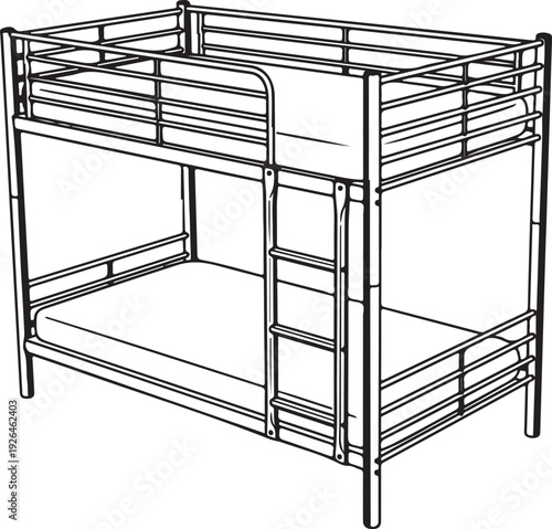 Bunk Bed Outline Drawing With Mattress whisk illustration