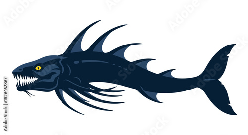Vector illustration of a fierce deep-sea fish with sharp teeth