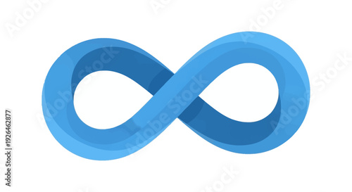 Blue infinity symbol in 3D design on white background
