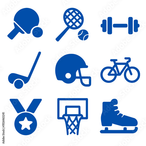 A collection of sports icons on a black background