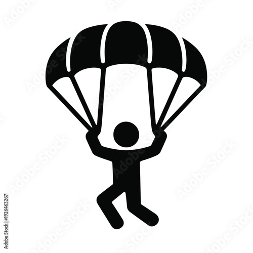A person parachuting safely through the air with a parachute