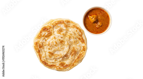 Wallpaper Mural Indian Paratha flatbread with chicken curry bowl, top view isolated PNG with Transparent Background Torontodigital.ca