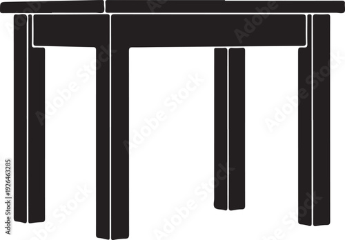Silhouette of a sturdy wooden table with four legs furniture