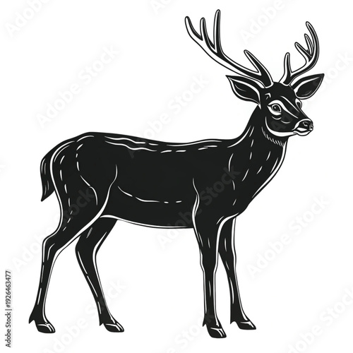 A detailed illustration of a majestic stag with large antlers