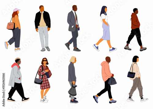 Diverse group of people depicted in a minimalist illustrative style