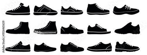 set of vector icons mans shoes flat style vector illustration isolated on white background