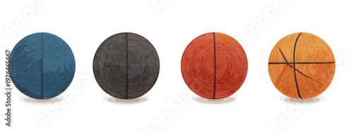 set of colorful  basketball balls flat style vector illustration isolated on white background