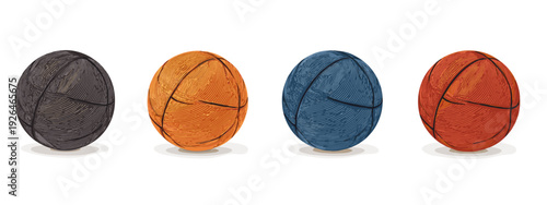 set of colorful  basketball balls flat style vector illustration isolated on white background