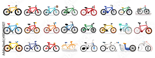 bicycle icons set flat style vector illustration isolated on white background